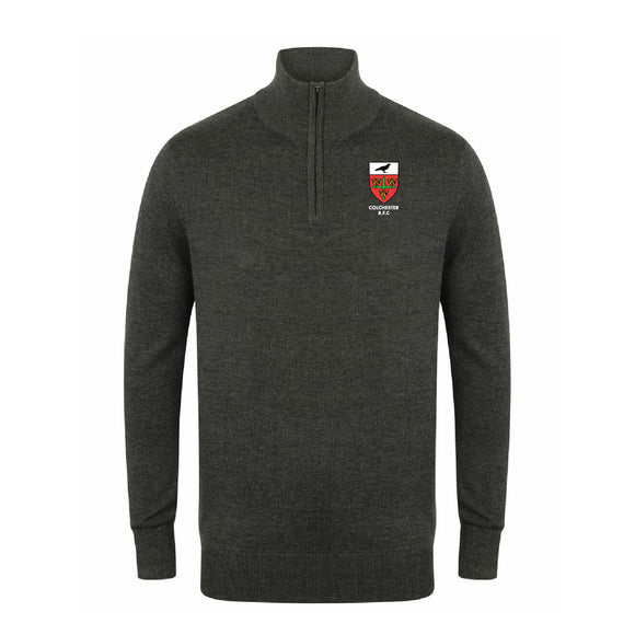 Zip Neck Sweater - Grey Marl